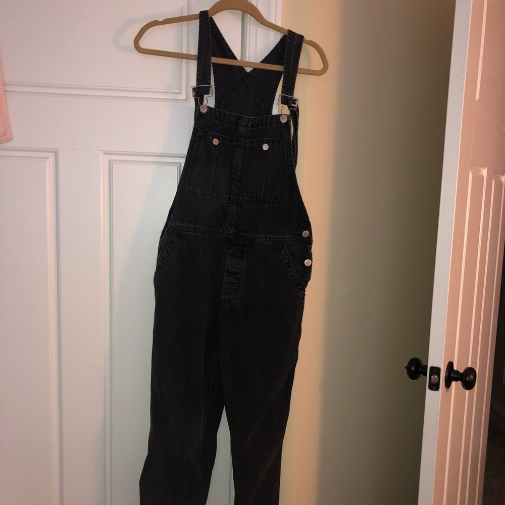 Free People Black Overalls